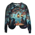 thumbnail image 5 of VKOYWKM Halloween Sweatshirts Women Witch Graphic Sweatshirt Party Tops Fall Long Sleeve Crewneck Sweatshirts Vintage Halloween Sweatshirt, 5 of 6