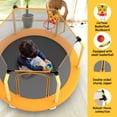 thumbnail image 5 of 55" Trampoline for Kids with Basketball Hoop, 4.6 ft Toddler Trampoline with Enclosure Net, Indoor Outdoor Mini Recreational Trampolines, Gifts for Boys Girls Aged 3-6,110LBS Capacity, Yellow, 5 of 9