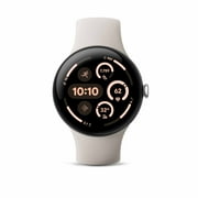 Google Pixel Watch 3 Camera 45 mm Sliver Stainless Steel Case with White Watch Band, 1 Pack