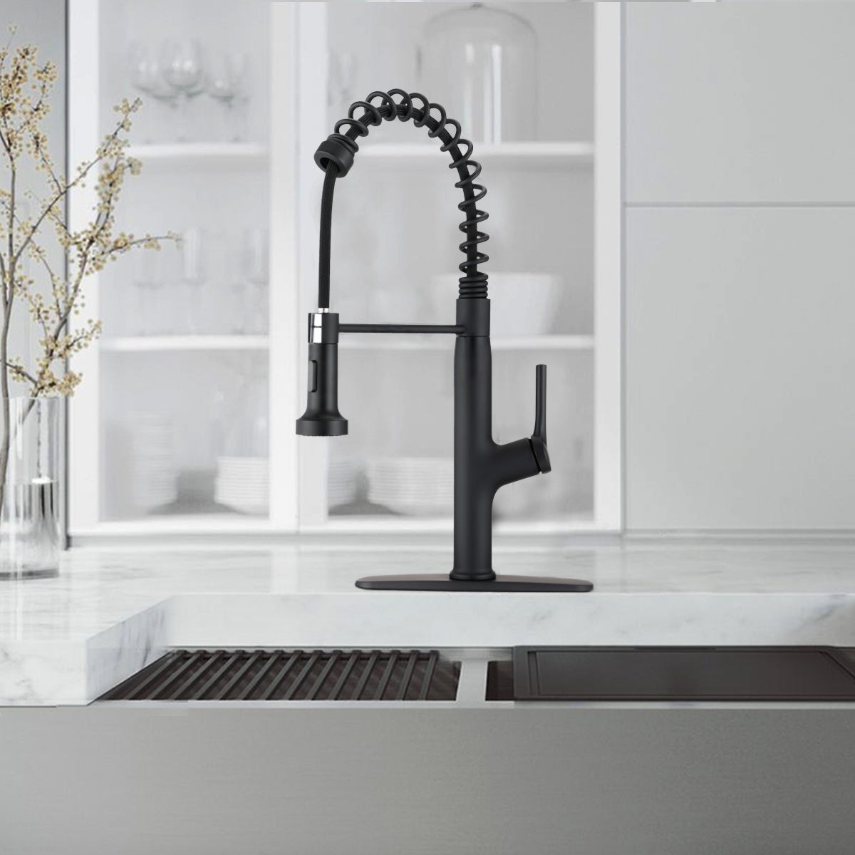 Proox Single Handle Pulldown Sprayer Swivel Kitchen Faucet Gooseneck