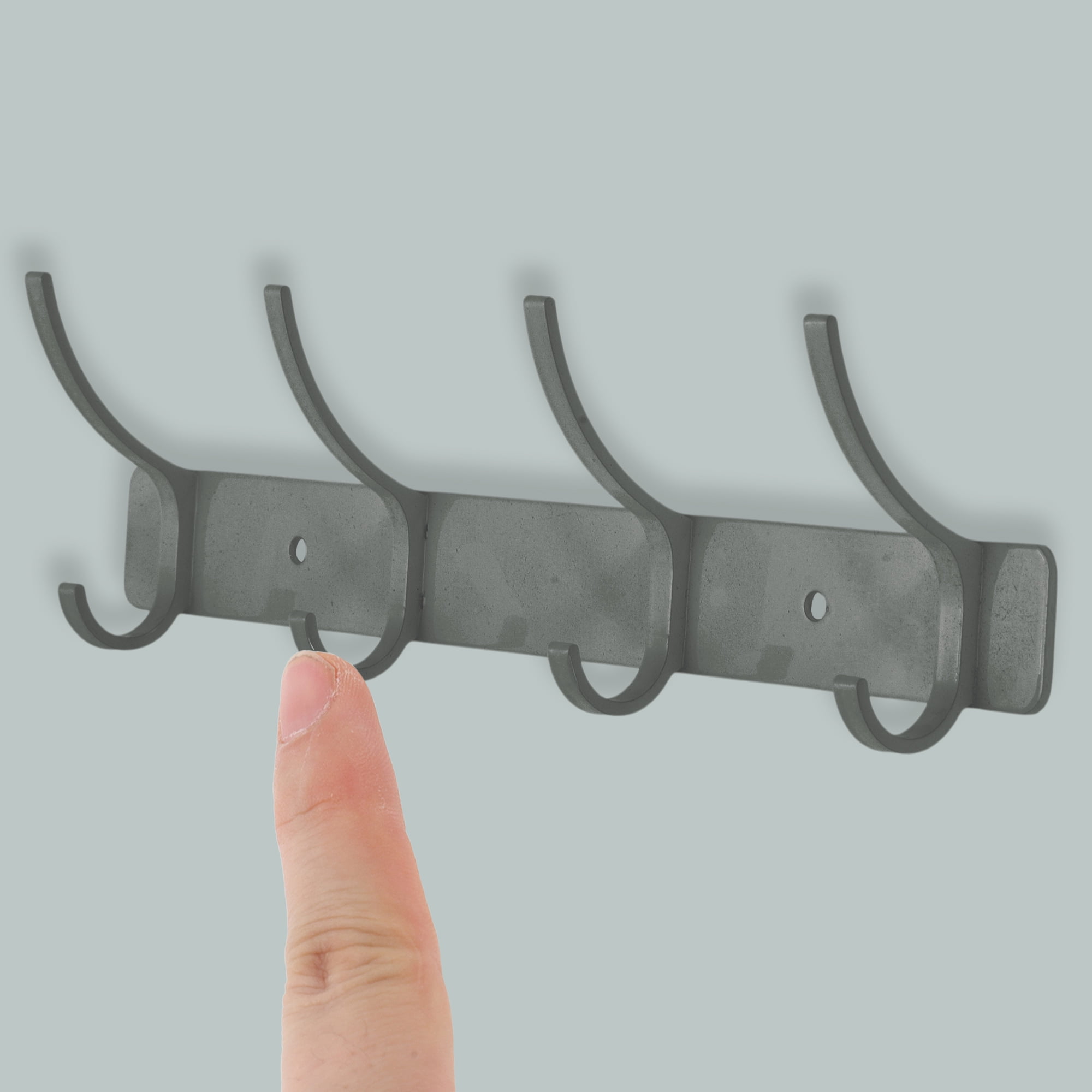 Unique Bargains Coat Rack Wall Mount Hook Gray 9.6x1.2x6