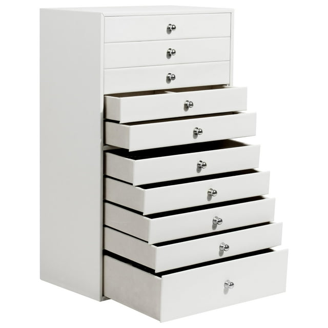 Joyero GUKA, organizador grande con 10 cajones, color blanco