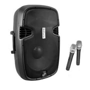 PylePro -PPHP129WMU- 12" 1000 Watt Portable Loudspeaker System - Built-in Battery,2 Wireless Mics, FM Radio, LCD Readout, USB , SD Card Readers and BT Music streaming