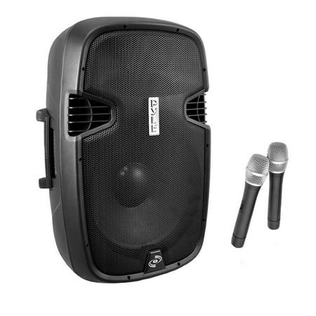PylePro -PPHP129WMU- 12" 1000 Watt Portable Loudspeaker System - Built-in Battery,2 Wireless Mics, FM Radio, LCD Readout, USB , SD Card Readers and BT Music streaming