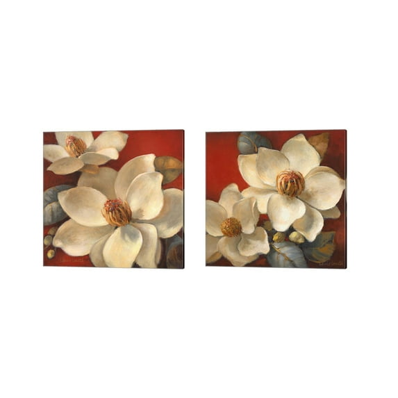 Great Art Now Magnolia Passion by Lanie Loreth 2 Piece Canvas Art Set Each 14"W x 14"H