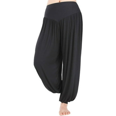 SAYFUT Women's Super Soft Yoga Pilates Pants Harem Hippie Palazzo Wide Leg Long Loose Baggy Casual