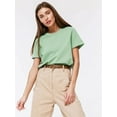 thumbnail image 3 of Camiseta de verano 100 % algodón para mujer de Bornladies, básica, moderna, lisa, de manga corta, holgada, 230 g/㎡, 3 of 5