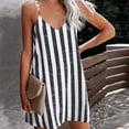 thumbnail image 2 of safuny Women's Mini Loose Cami Dress Clearance Stripe Print Clothing Summer Beach Retro Boho V Neck Dress Holiday Elegant Casual Comfy Sleeveless Black M, 2 of 4