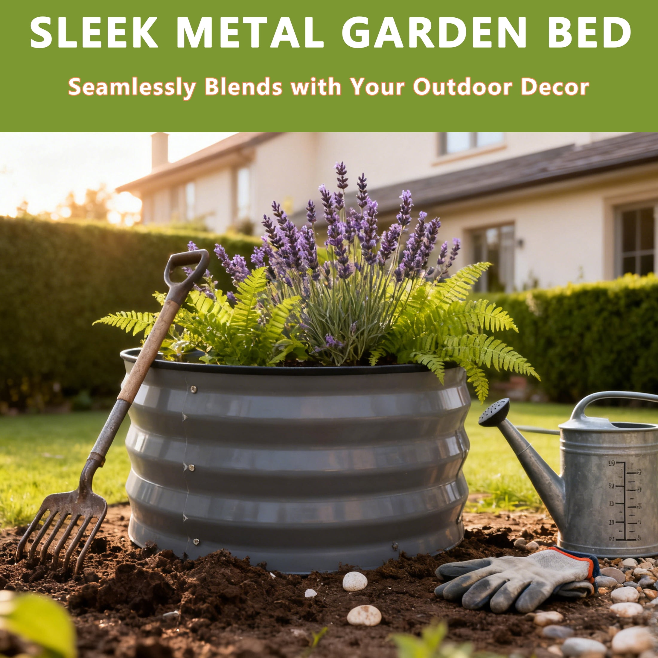 4W Aluzinc-Magnesium Galvanized Steel Raised Garden Bed 2x2x1 ft, Rust-Resistant Metal Planter Box for Vegetables, Herbs & Flowers, Outdoor Gardening Use