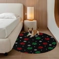 thumbnail image 2 of Black Christmas Round Area Rug 7Ft Washable Circle Rugs for Dorm Laundry Room, Xmas Snowflakes Pets Footprints Red Green Non-Slip Carpet Floor Mats Indoor Outdoor Carpet Runner Aesthetic Home Decor, 2 of 8