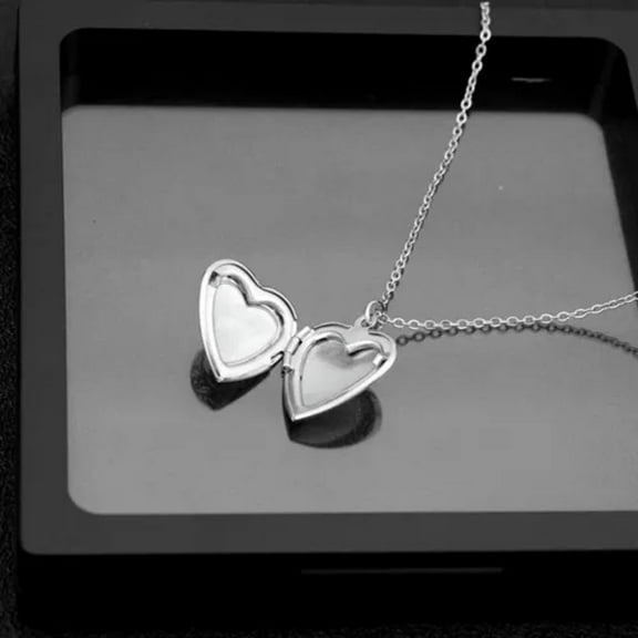 K-KED 1pc Fashion Love Memory Photo Heart Locket Necklace Titanium Steel Love Pendant-2