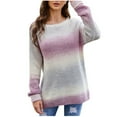 thumbnail image 2 of Plus Size Sweaters for Women Long Sleeve Knit Pullover Fall Loose Sweatshirt Color Block Jumper Crewneck Tops (XL, Purple), 2 of 3