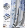 thumbnail image 3 of Hydrangea Leaves Kitchen Curtains Blue Striped Botanical Floral Cafe Short Curtains for Bathroom Blackout Window Curtain Grommet Small Window Treatment Tier Drapes for Bedroom Living Room 27.5"x39"x2, 3 of 9