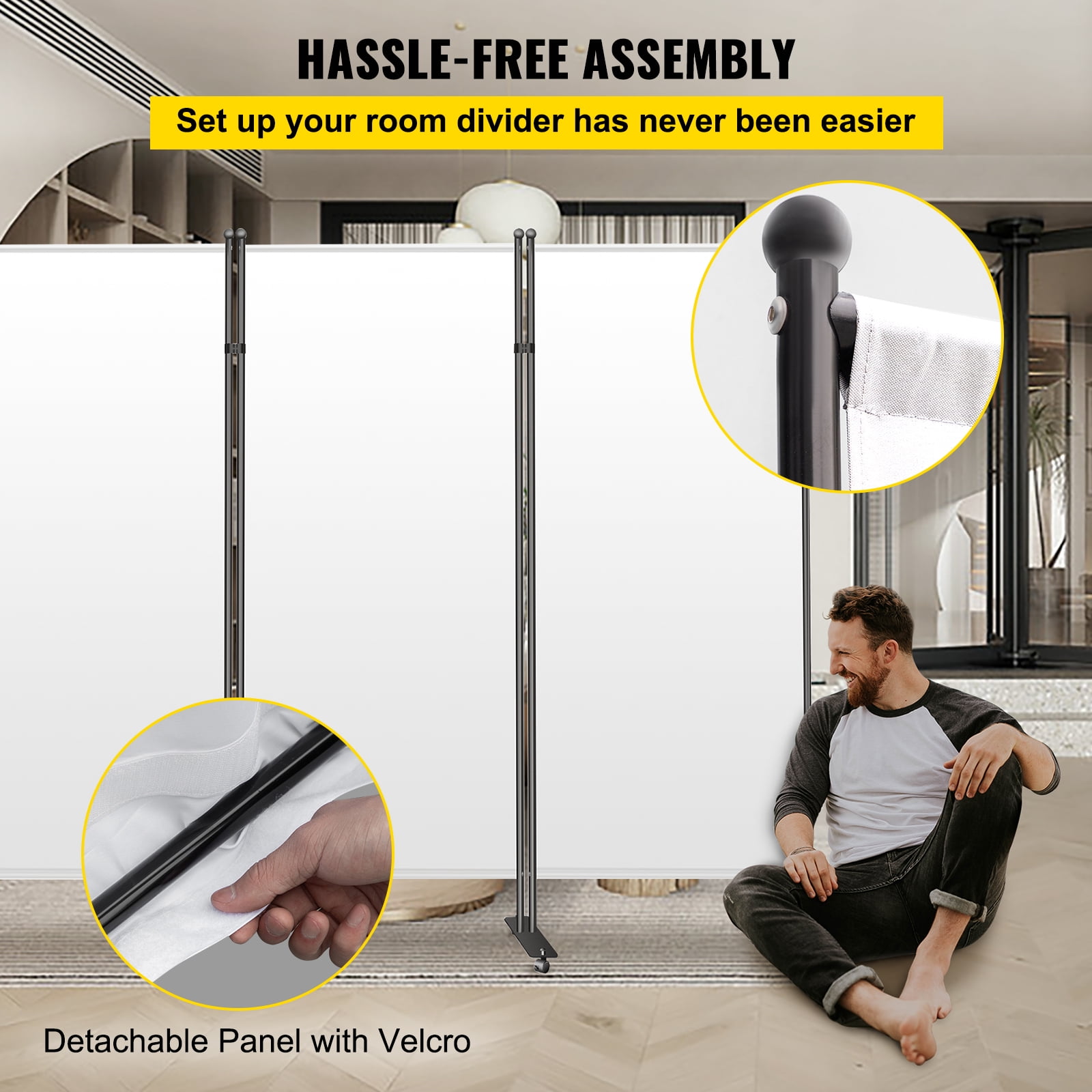 VEVORbrand 3-Panel Room Divider 6 FT Office Partition 90