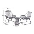 thumbnail image 3 of 3 Piece Patio Dining Chairs Set, Woven Rope Club Chairs With Water Resistant Cushion, Outdoor Round Side Table With Tempered Glass Top For Backyard Balcony, 3 of 9