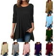 thumbnail image 7 of JSKUMAR Women's Long Sleeve T Shirts Tunic Tops Round Neck Flowing Basic Solid Daily Pullover Shirts Plus Size Blouses Pink,XXL, 7 of 7