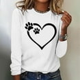 thumbnail image 3 of Womens Graphic Long Sleeve Tees Love Print Heart Shirt Loose Crew Neck Basic Top Trendy Casual Fall Blouse (White M), 3 of 4