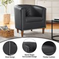 thumbnail image 2 of Accent Arm Chair Barrel Tub Club Chair PU Leather Single Sofa Modern Upholstered Black Armchair, 2 of 9