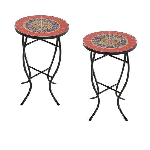 Mosaic Art Collection Accent Table (Set of 2) Sage