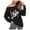 Black#4, variant on SwiftWear Off Shoulder Bow Graphic Black Sweatshirt Women's Casual Pullover Tops with Bold Print, Comfort Fit Trendy Sweat Shirt