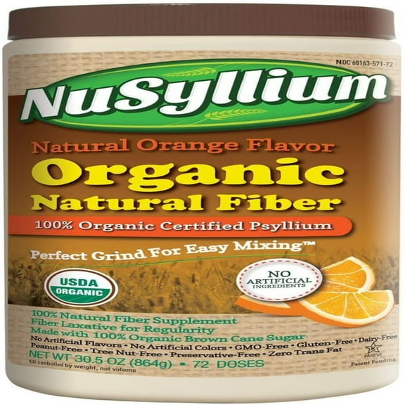 NuSyllium Organic Fiber, Natural Flavor, 72 Servings, Orange, 1.91 Pound , 30.5 Oz