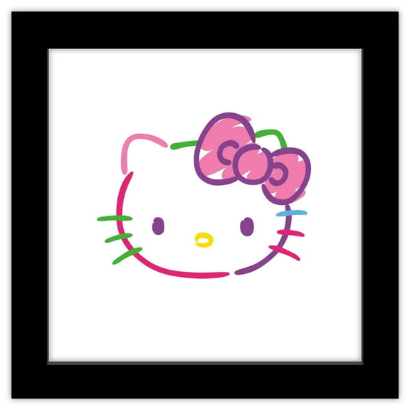 Gallery Pops Sanrio Hello Kitty - Pop Art Kitty Head Wall Art, Black Framed Version, 12" x 12"