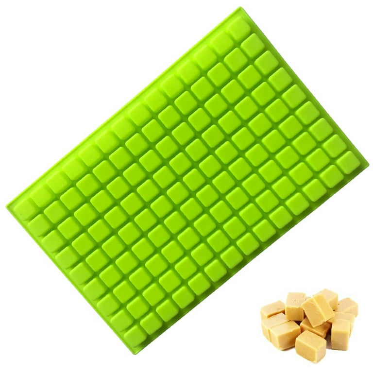 Gliving 126 Cavities Mini Square Silicone Mold/Chocolate Candy Mould for Gummy Jelly Truffles Pralines Caramels, Green