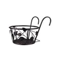 thumbnail image 2 of Aufmer Balcony Courtyard Decor Wrought Iron Flower Pot Stand Multi Functional Wall Mounted Racket Rack Rustic Metal Shelf For Fence Wall Potted Plant Storage Display, 2 of 7