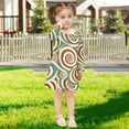 thumbnail image 5 of long-sleeved dress Abstract Pattern Chocolate Swirl A-line dress with ribbed cuffs Soft and comfortable, 5 of 6