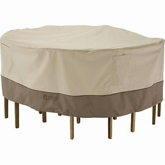 Classic Accessories  Veranda Patio Table and Chair Set Cover - Pebble/Earth/Bark - Bistro Size