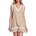 thumbnail image 2 of Bixock Summer Dresses for Women,Women's Casual Dresses V Neck Solid Color Sleeveless Tank Dresses High Waist A Line Vacation for Women with Pockets T-shirt Sundresses, 2 of 6