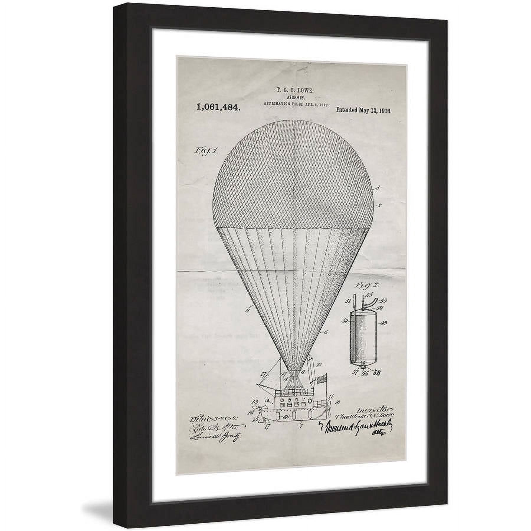 "Airship 1913 Old Paper" Framed Painting Print