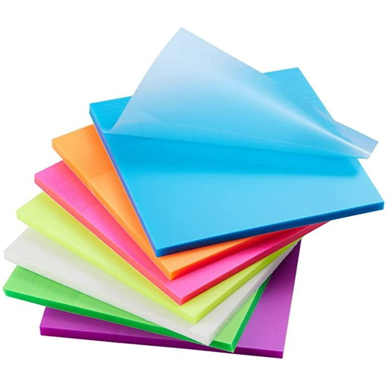 Transparent Sticky Notes/Notepads 3x3 Inch, Waterproof Translucent Multi  Color Memo Sticky Pads, Easy to Post for Home, Office