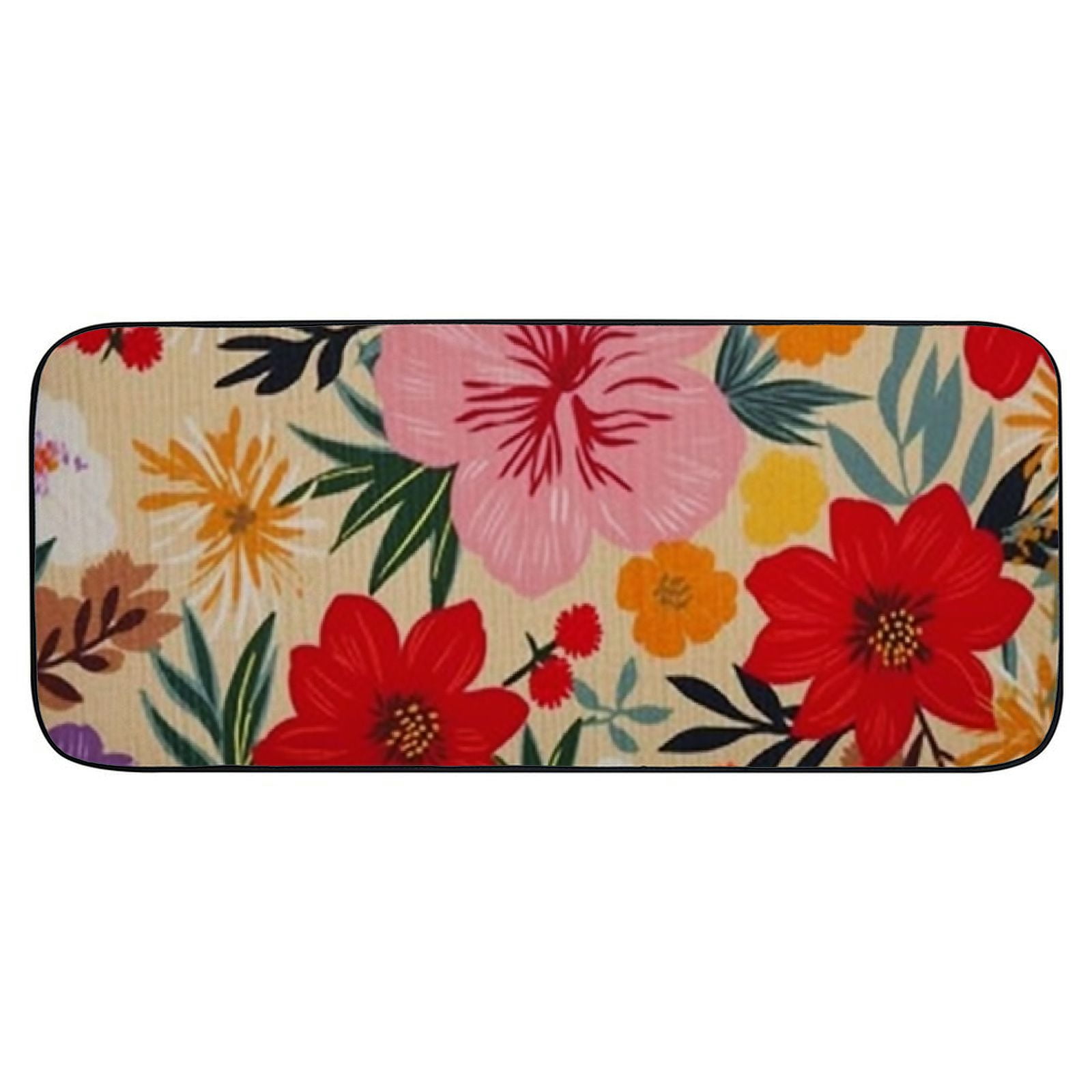 PHYHOO Spring Floral Door mats, Flowers Rug Washable Indoor Outdoor, Non Slip Doormat with Rubber Backing, Summer Absorbent Carpet Rugs Floor Mat for Outside Patio Home Decor 19.68*47.24 in