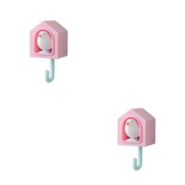 Toystoory Colgador de pared cocina baño gancho de almacenamiento toalla impermeable plástico antideslizante sala de estar hogar colgante Rosado 2Conjunto
