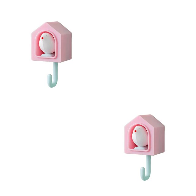 Toystoory Colgador de pared cocina baño gancho de almacenamiento toalla impermeable plástico antideslizante sala de estar hogar colgante Rosado 2Conjunto