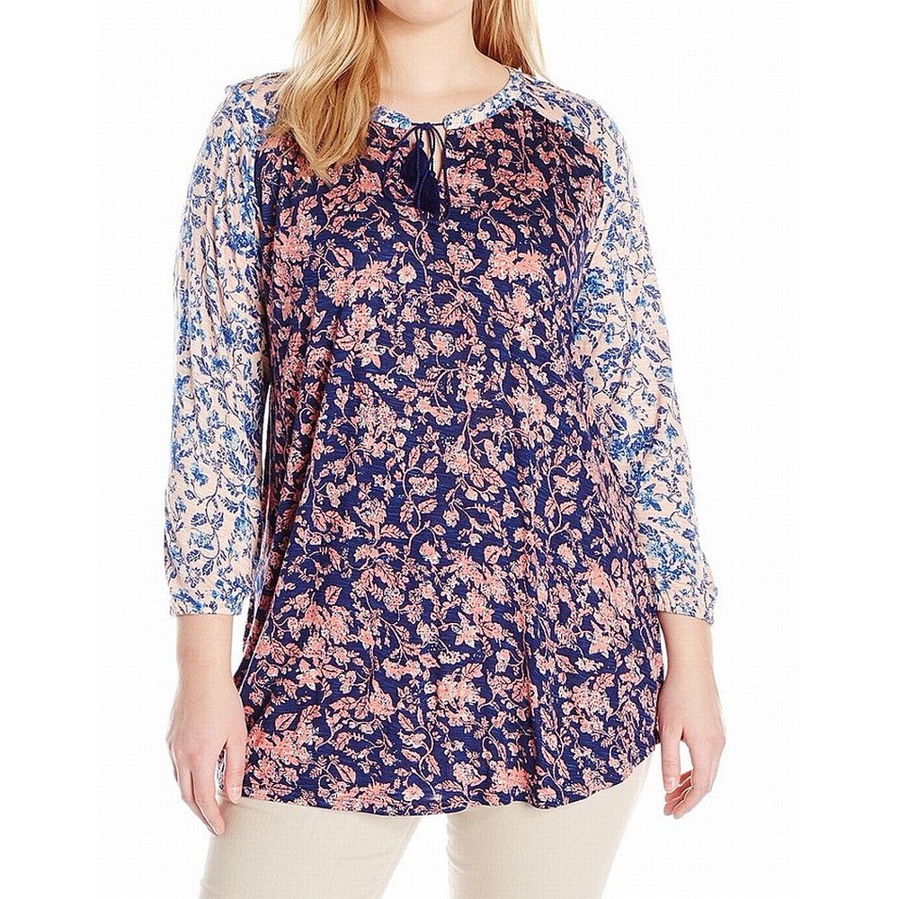 Lucky Brand Women's Top Plus 3/4 Sleeve Floral Print 2X