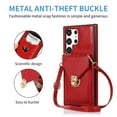 thumbnail image 2 of Allytech Card Holder Case for Samsung Galaxy S24 Ultra, Premium PU Leather Kickstand Case with Metal Anti-Theft Buckle & Shoulder Strap, Shockproof Drop Protection Comfortable Grip Case, Red, 2 of 7
