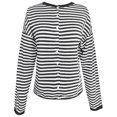 thumbnail image 5 of HCYSFG Womens Striped Cardigan Round Neck Button Front Long Sleeve Relaxed Fit Knit Sweater Casual Everyday Layering Tops, 5 of 5
