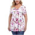 thumbnail image 3 of Womens Tops Plus Size Casual Summer Short Sleeve Printed V Neck Boho Blouse Basic Tee Tunic Tops, 3 of 6
