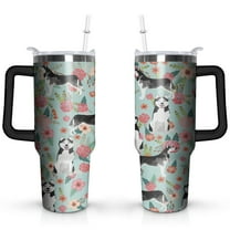 Husky Tumbler - Dog Lovers Gifts for Women - Insulated Coffee Tumblers for Hot and Cold Drinks - With Handle and Silicone Straws 40 OZ