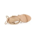 thumbnail image 4 of BLISSFUL STEP Mother's Day Women's Shoes Block Heel Open Toe Lace Up Crisscross Strap Party Sandals Nude 10, 4 of 7