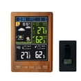 thumbnail image 1 of Tignapoo Wireless Indoor/Outdoor Weather Station with Color Display, Moon Phase, USB Output, Dual Alarm, and Adjustable Backlight in Wood Grain Finish (Batteries Not Included), 1 of 6