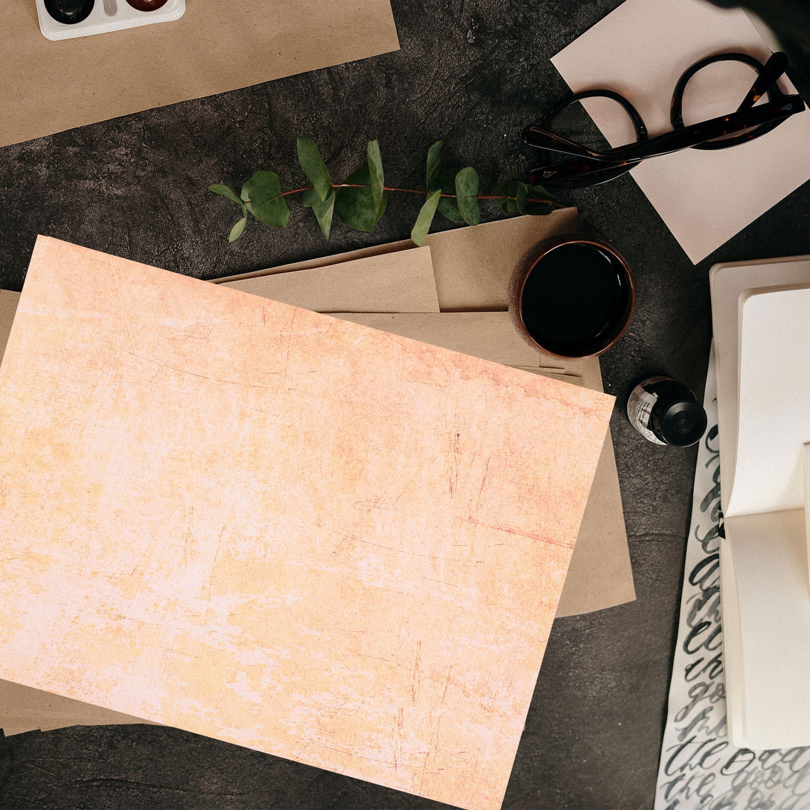 FONDOTIN 100Pcs Brown Rectangular Vintage Writing Paper for Stationery Letter Writing 11.7X8.3X0.04In