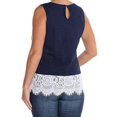 thumbnail image 2 of maison Jules Womens Lace-Trim Tank Top, Blue, Small, 2 of 2