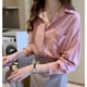 thumbnail image 5 of Camisa con cuello vuelto ANGGREK blusa holgada con botones color rosa para el trabajo diario, 5 of 8