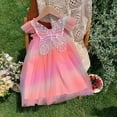 thumbnail image 2 of Hfolob Robes Filles Robe d'Été en Tulle Manches Volantes Robe Princesse avec Vêtements Papillon Coloré, 2 of 4