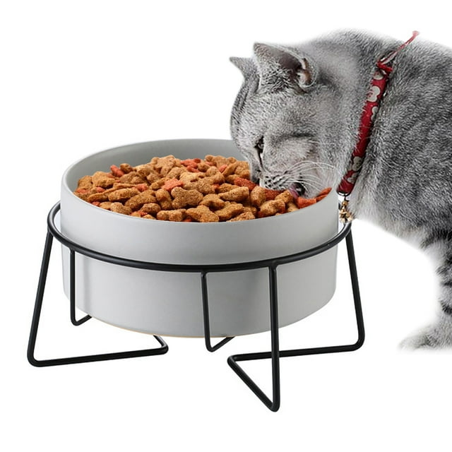 Bol pour Animaux en Céramique Protection du Cou Anti-Déversement Bol d'Eau pour Chat avec Support