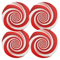 Ryvnso Red and White Geometry Spiral Round Plate Mats Dining Table Placemat Set of 4 for Holiday Decoration