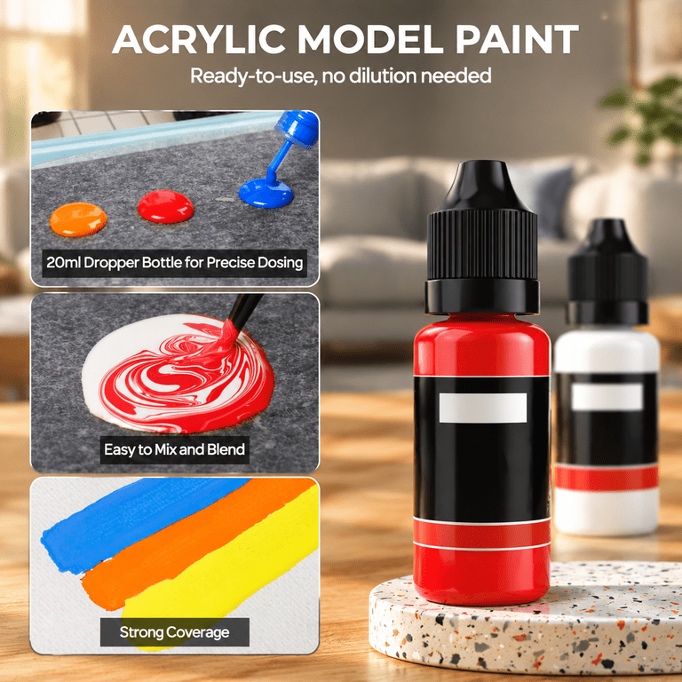 72 Colors Set 20ml Ready-to-Use Model Paint Kit for Plastic Models and ...